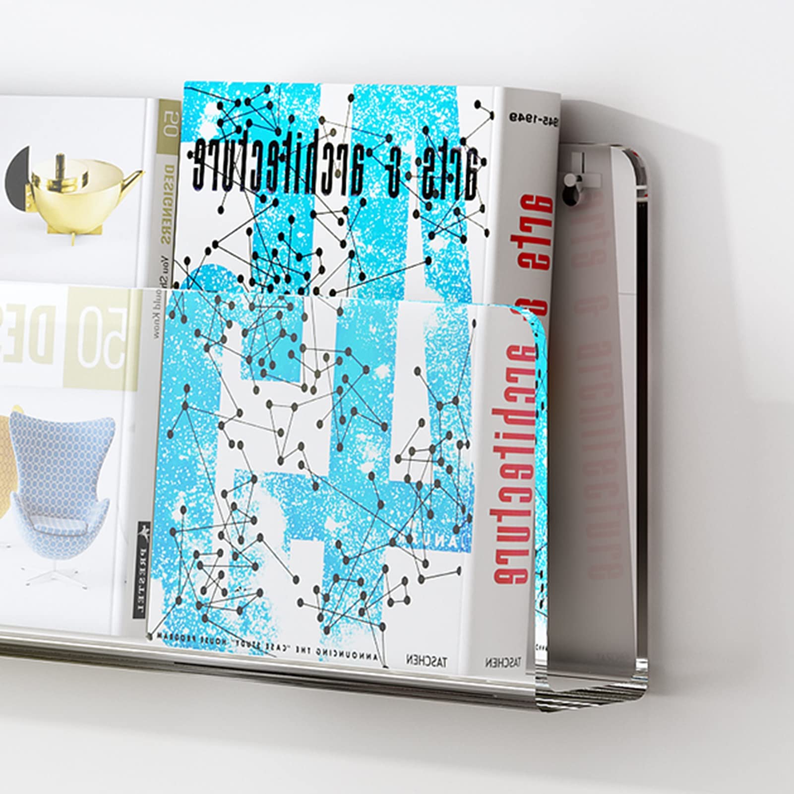 YOHOM Zelfklevende postvijlhouder (3 stuks), zonder boren, deurbox, wandophanging, tijdschriftenhouder, kunststof, grijs