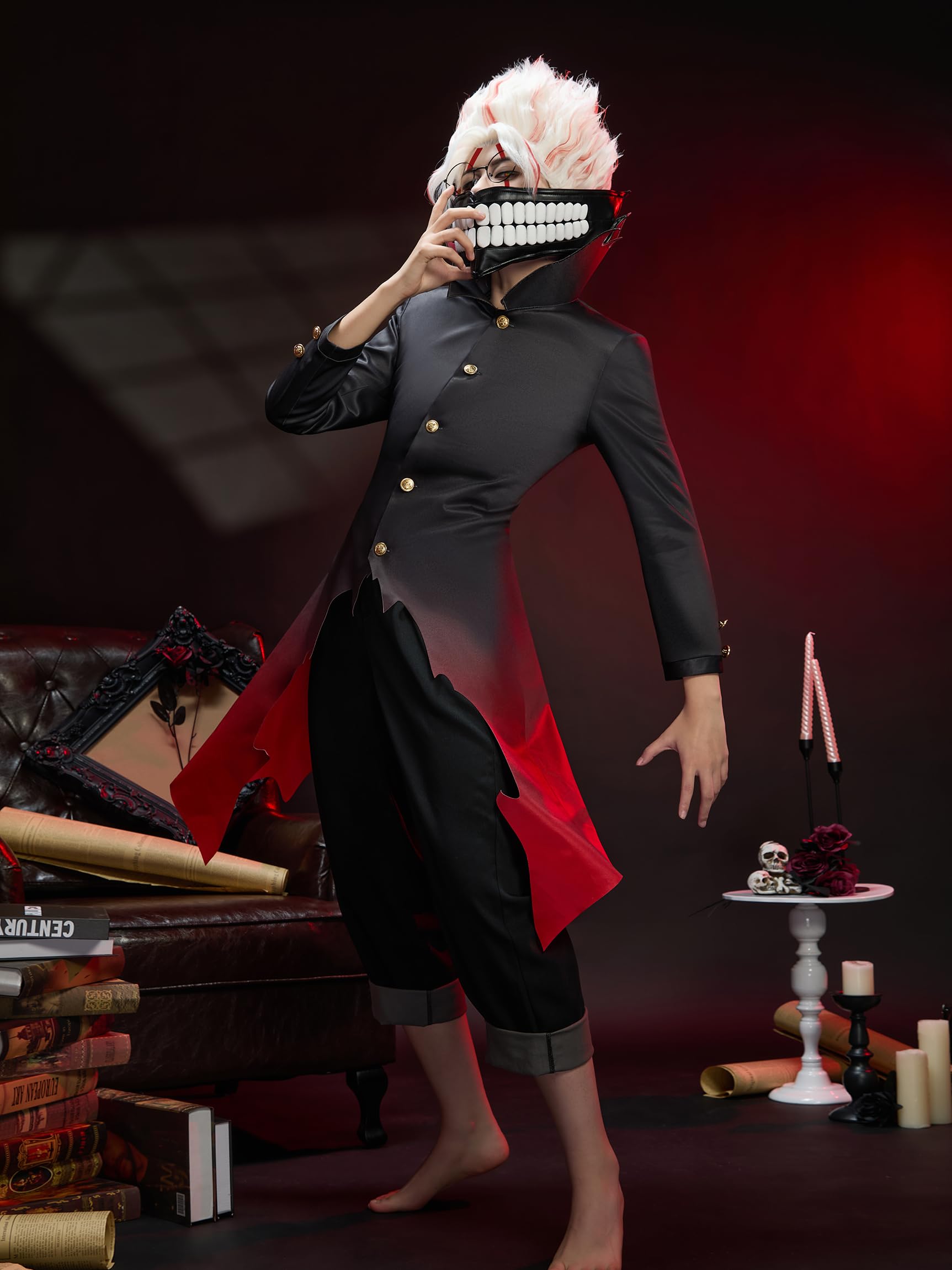 Cosplay.fm Disfraz de anime para hombre, uniforme y pantalones con cinturón
