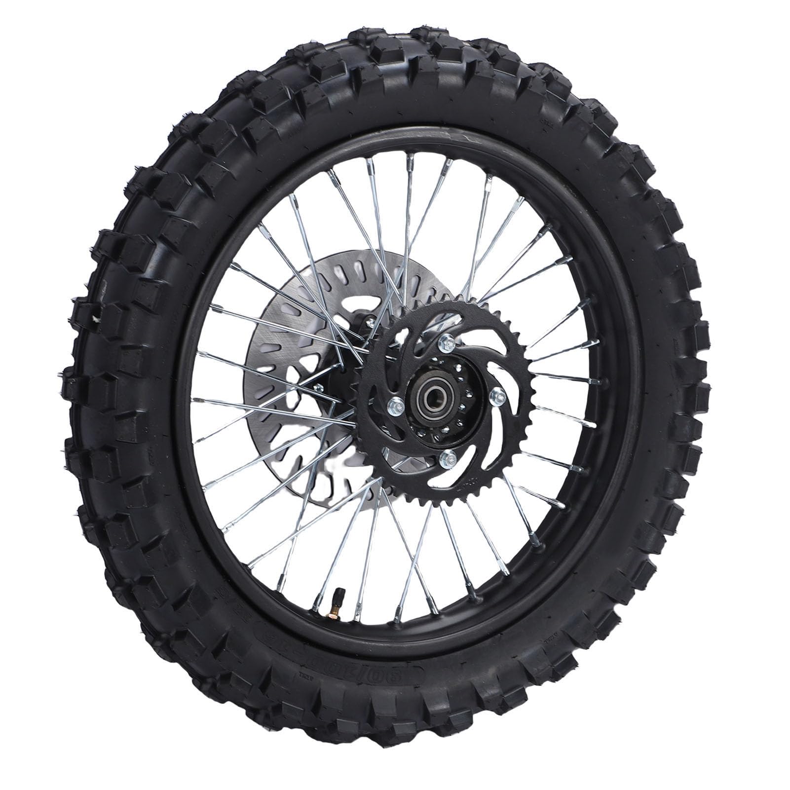 Tbest Neumático de Rueda Trasera para Bicicleta de Cross, Conjunto de Llanta de Piñón de 16 Pulgadas, 90/100, Eje de 15mm, 420, 41T, para Bicicletas Todoterreno Thumpstar SUNL