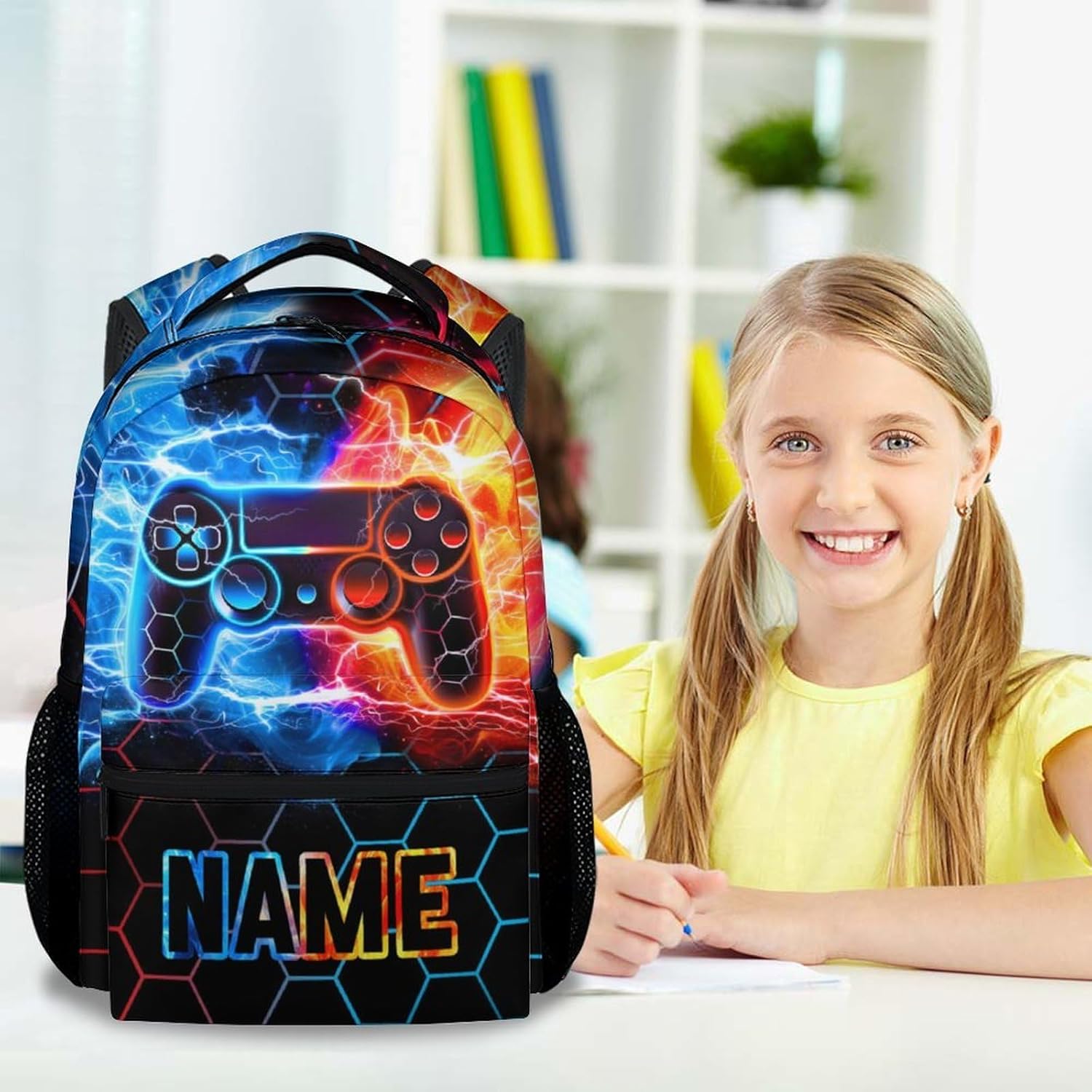 Backpack for Boys - 17 Inch Custom Gaming Backpacks for Kids, 17 Inch Lightweight Video Game Schoolbag for Kindergarten Elementary School