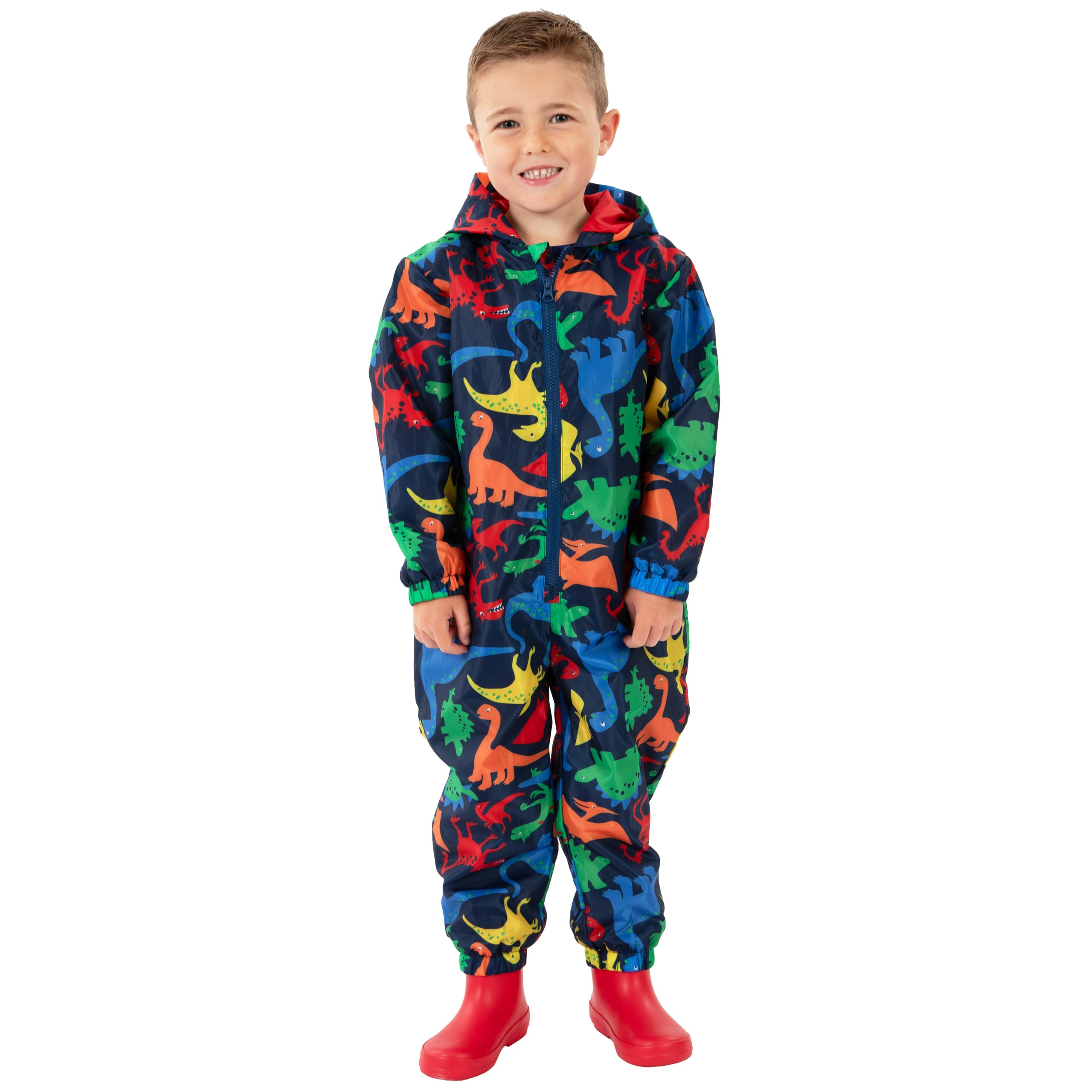 Harry Bear Combinaison De Pluie Enfant Imperméable A Capuche, Motif Dinosaure Ou Arc En Ciel, Fermeture Zippée