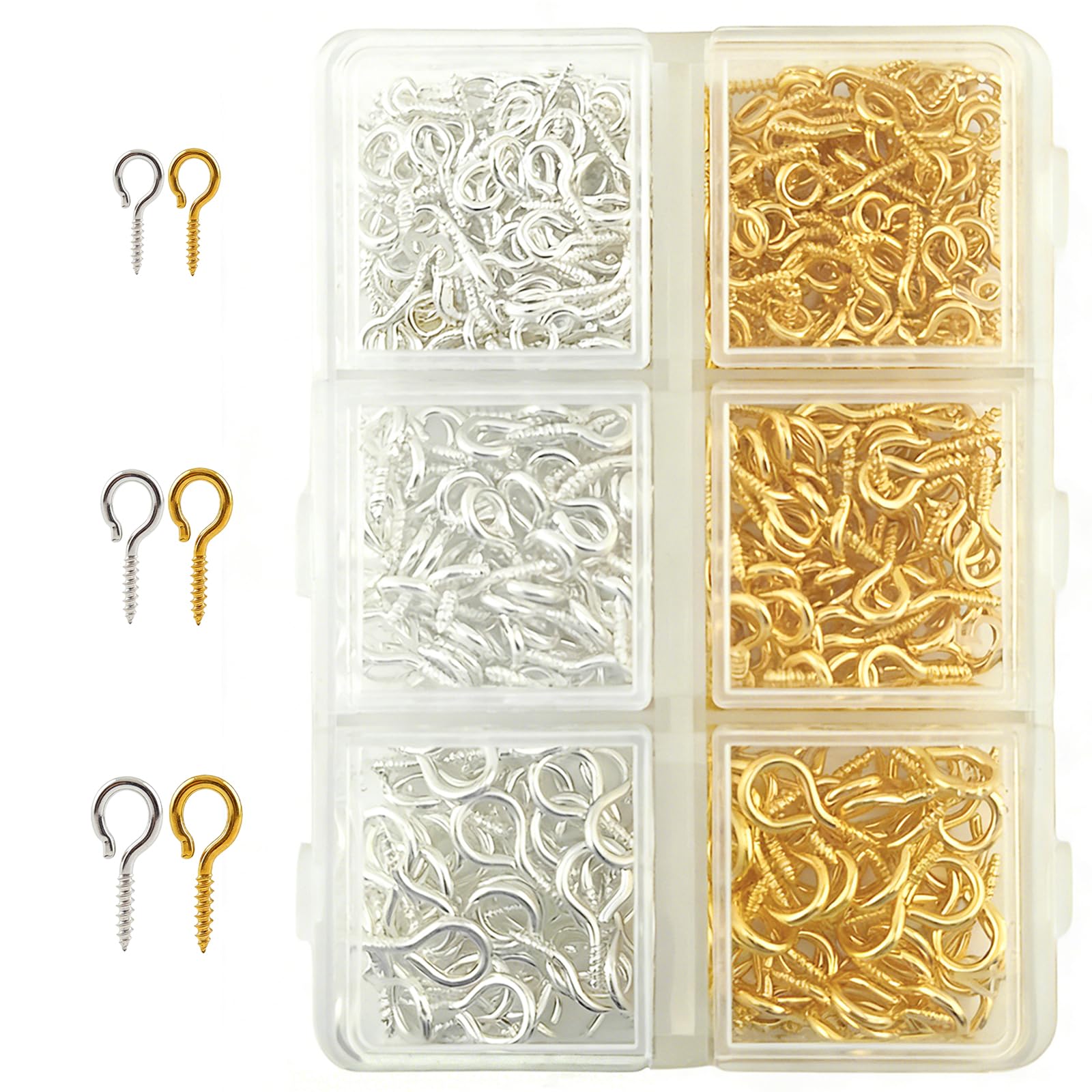 soitzhoc Jewelry Making Small Eyelet Screws | 400 Mini Screw Eye pins, Eye Hooks Screw in| Suitable for DIY Craft Pendants and Bead Jewelry