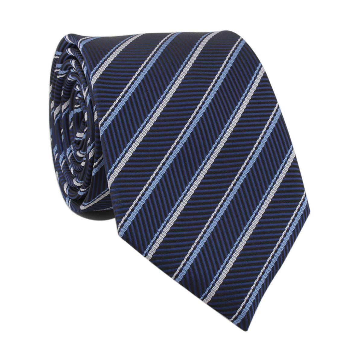 Acvip Men's Navy Young Stripes Formal Occassion Polyester Pretied Necktie (Navy)