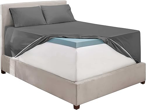 Miniatura 2 de Hearth & Harbor Juego de sábanas de lujo de 4 piezas (gris piedra carbón, microfibra), bolsillo profundo, se adapta a colchones de hasta 24