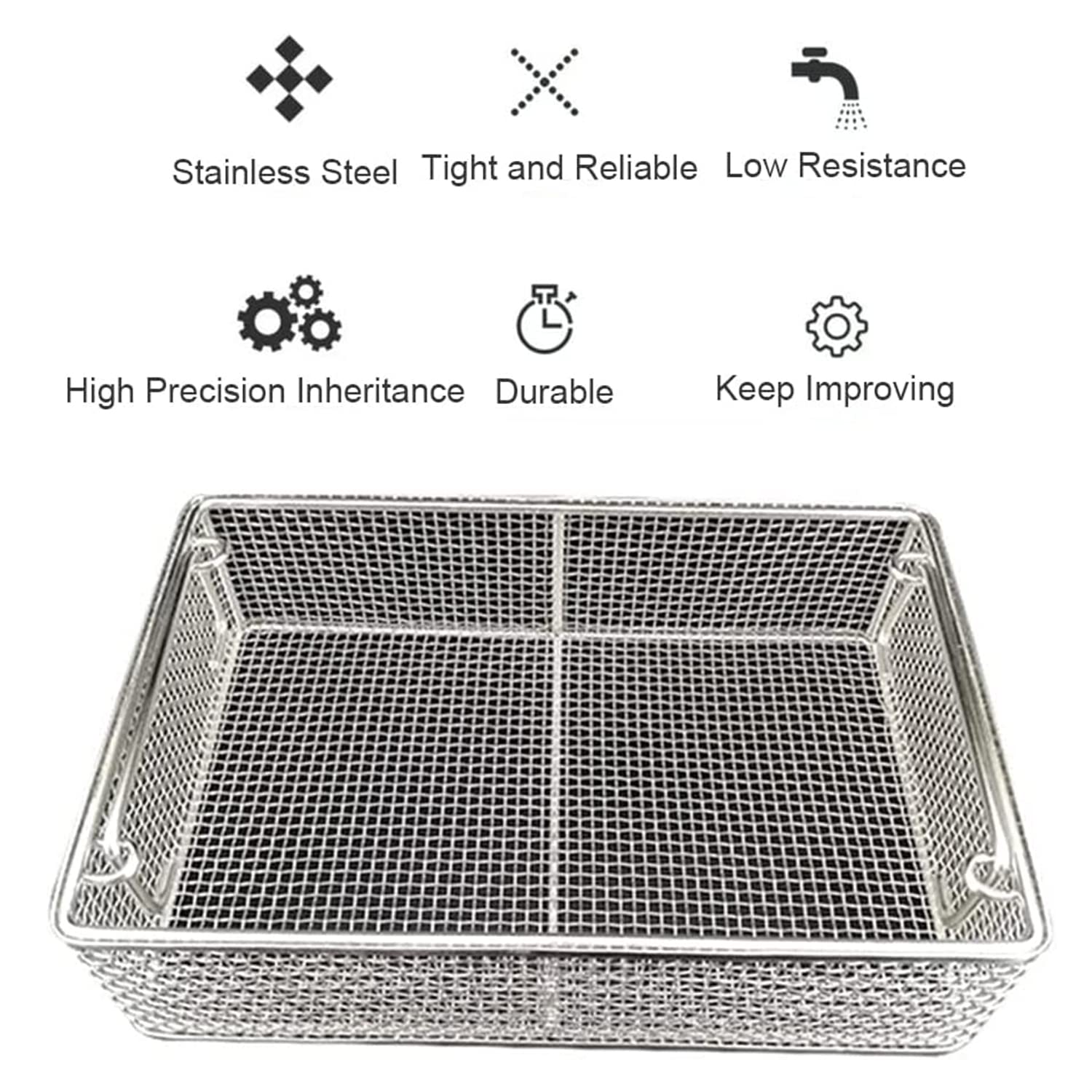 Panier De Désinfection De Matériel Médical en Acier Inoxydable 304, Paniers De Stérilisation pour Instruments avec Poignée Rétractable, pour Instruments Dentaires Médicaux Chirurgicaux,34 * 25 * 7cm