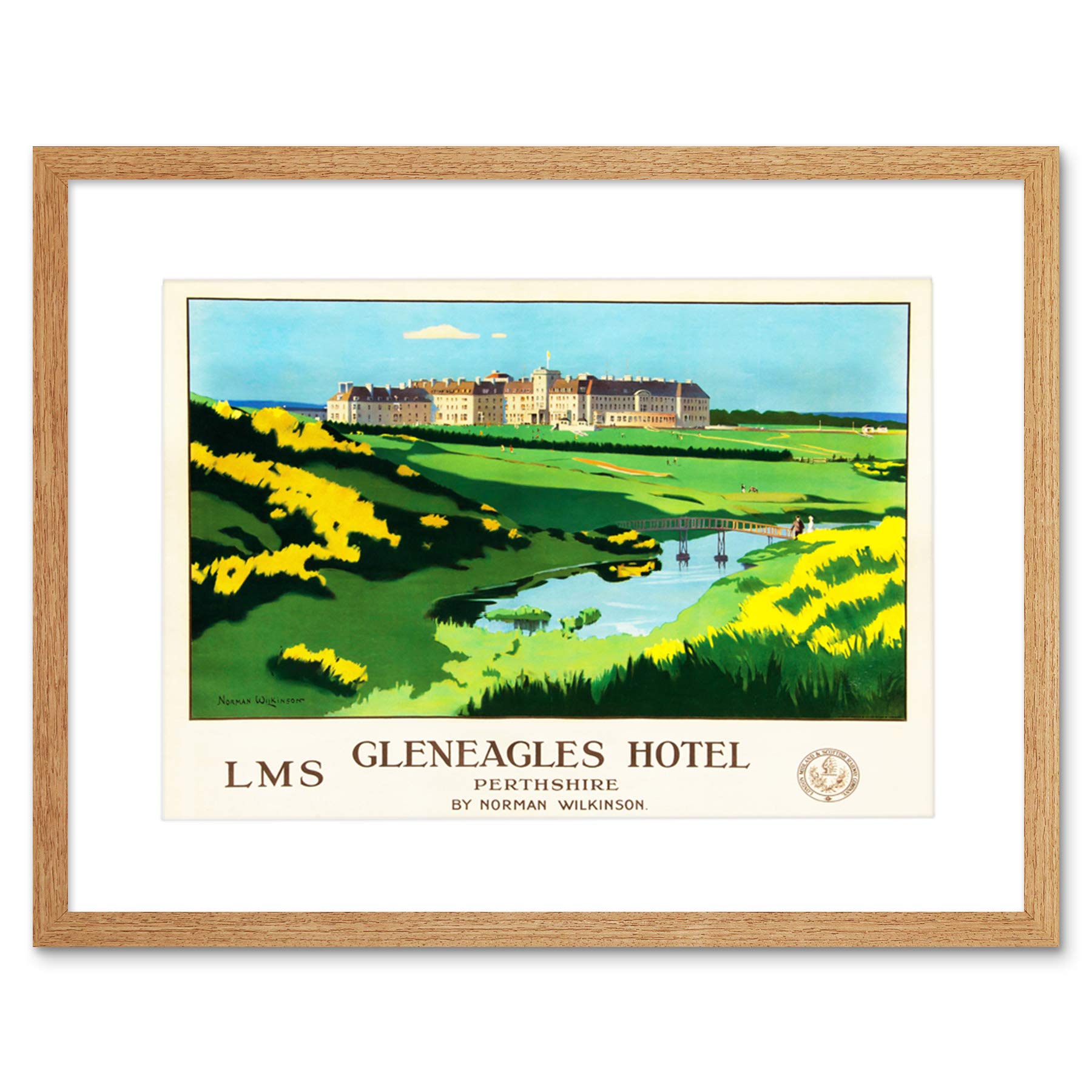 Wee Blue Coo Travel Hotel Gleneagles Scotland Lms Railway Golf Framed Wall Art Print
