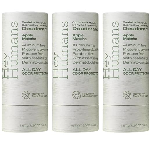 Hey Humans Natural Deodorant Apple Matcha - 2oz (Pack of 3)