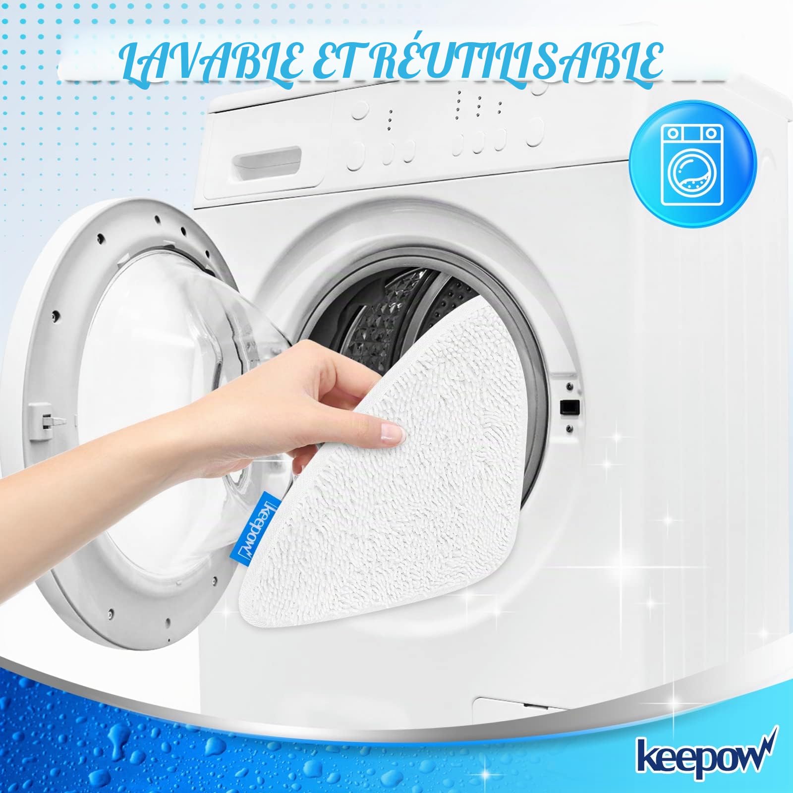 KEEPOW 5 PCS Recharge Balai Vapeur, Housse de Lingette Compatible avec le nettoyeur vapeur Steam et le nettoyeur vapeur Steam Plus