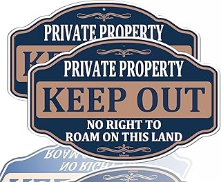 Private Property Keep Out No Right To Roam On This Land Signs 12 x 8 inches Metal Rust Aluminum UV Protected Waterproof Sturdy Easy Mounting Outdoor Use 2 Pack