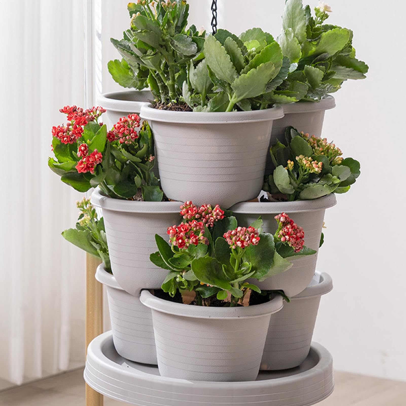 Torre Cultivo Vertical Kit De Cultivo En Contenedores Apilables Por Niveles | Torre De Jardín Vertical Apilable Kit De Herramientas Para Verduras, Suculentas Y Fresas, Interior Y