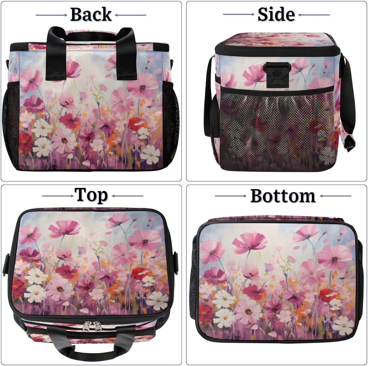 Botanical Floral Insulated Picnic Backpack Lunch Box for Women Men Picnic Basket Tote Lunch Bag Picnic Bag Portable Lunch Bags for Picnic, Beach, Work, Trip,Office, Camp Flowers