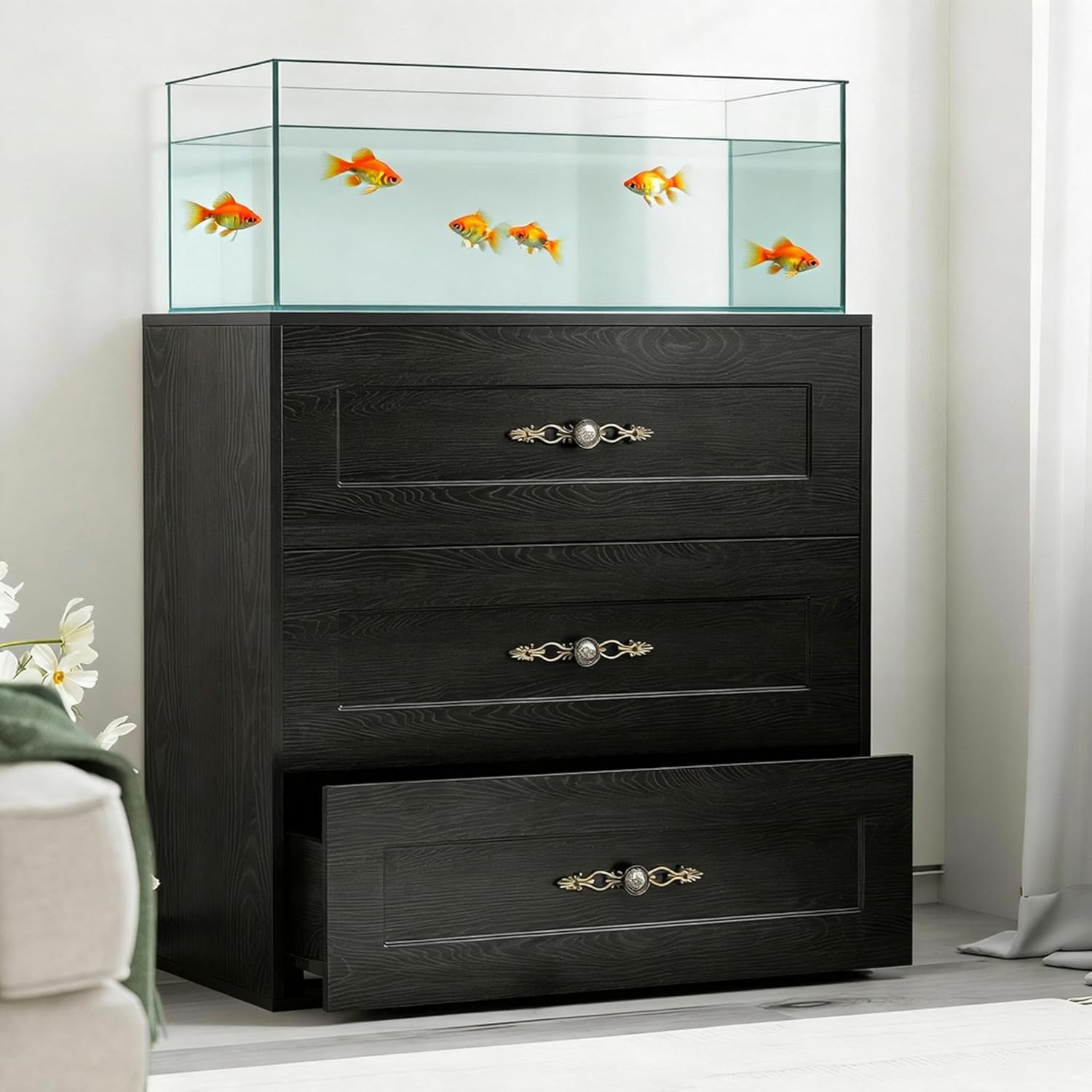20-29 Gallon Fish Tank Stand, Aquarium Stand with Cabinet for Fish Tank Accessories Storage, 32"x16" Aquarium, Turtle Tank, Reptile Terrariums