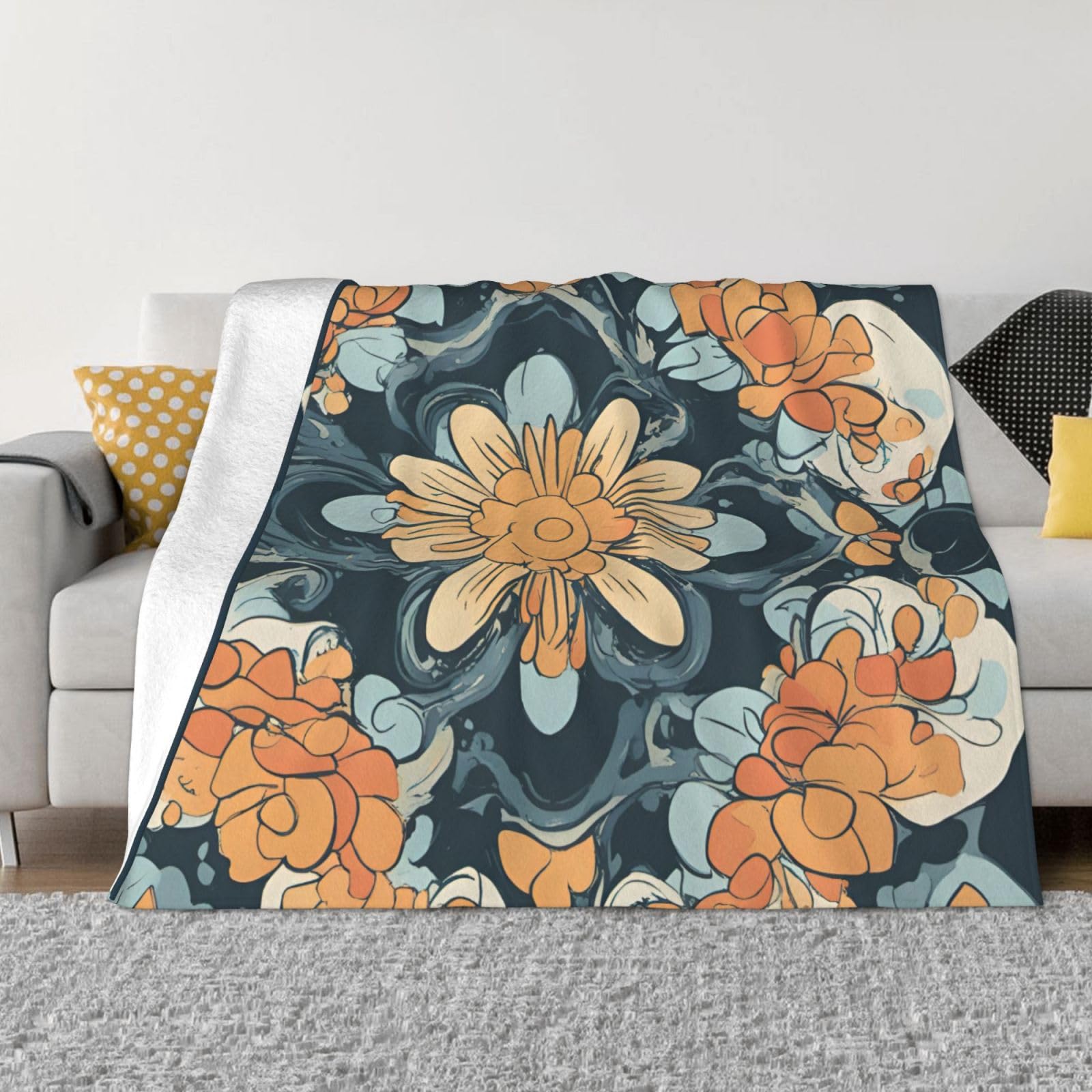 Couverture polaire ultra douce imprimé floral haut de gamme