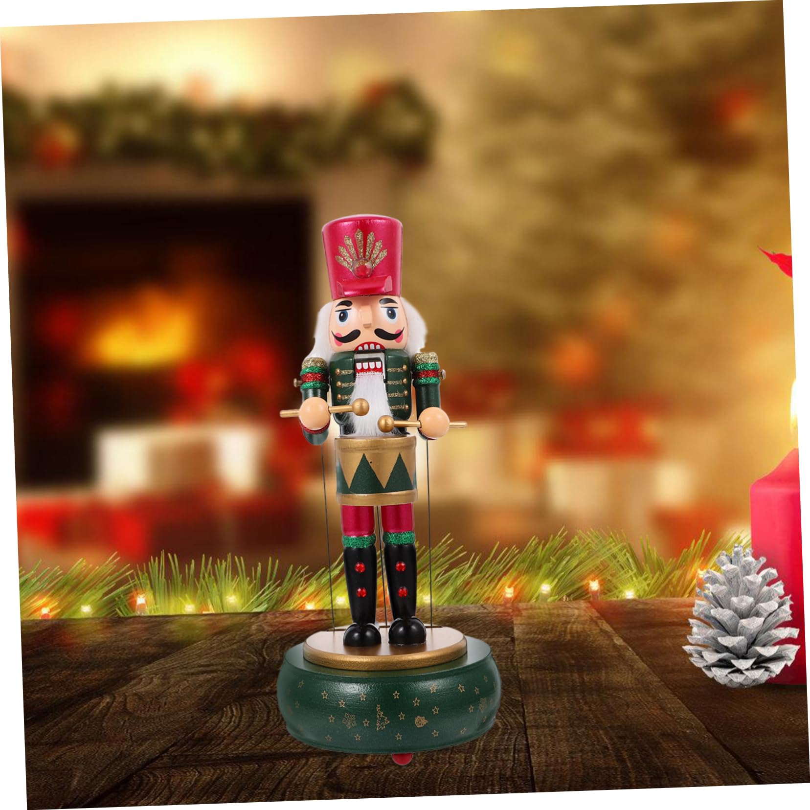 Alipis Schiaccianoci Soldato con Carillon Decorazione Natalizia in Legno Figura da Tavolo per Feste di Natale e Esposizione Soggiorno