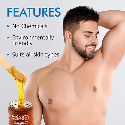 Miniatura 19 de MOOM Cera de azúcar orgánica para depilación para hombres con aloe vera y manzanilla, cera suave para pieles sensibles y cabello de hombres