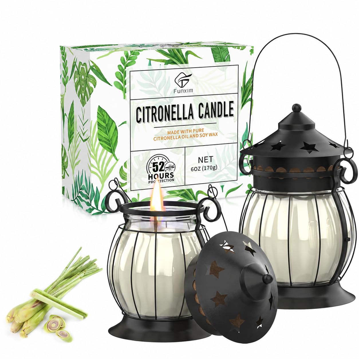 FUNXIM Citronella Candles 2-Pack