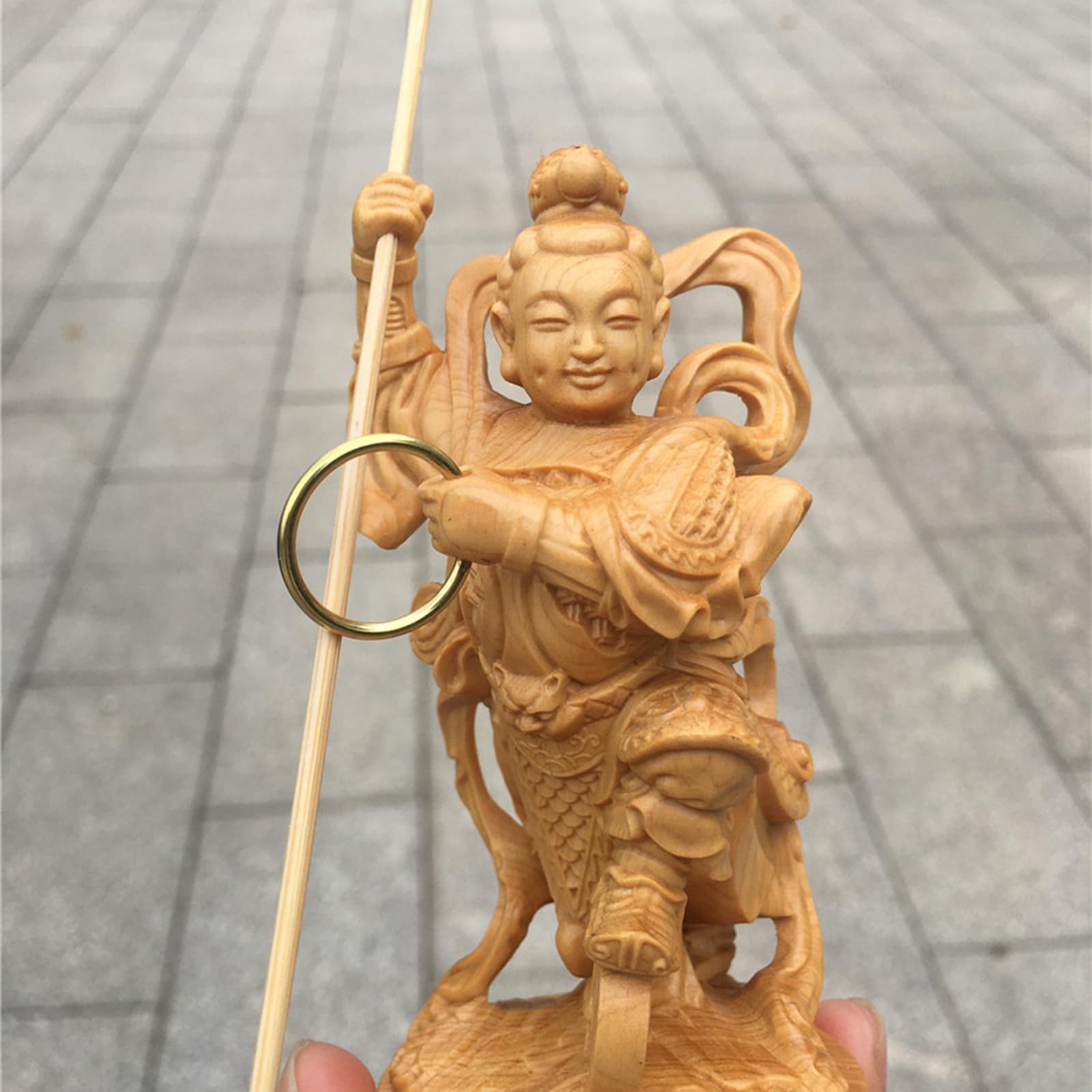 Estatua de Buda de boj Escultura china Feng Shui Estatua de Buda tallada a mano (B)