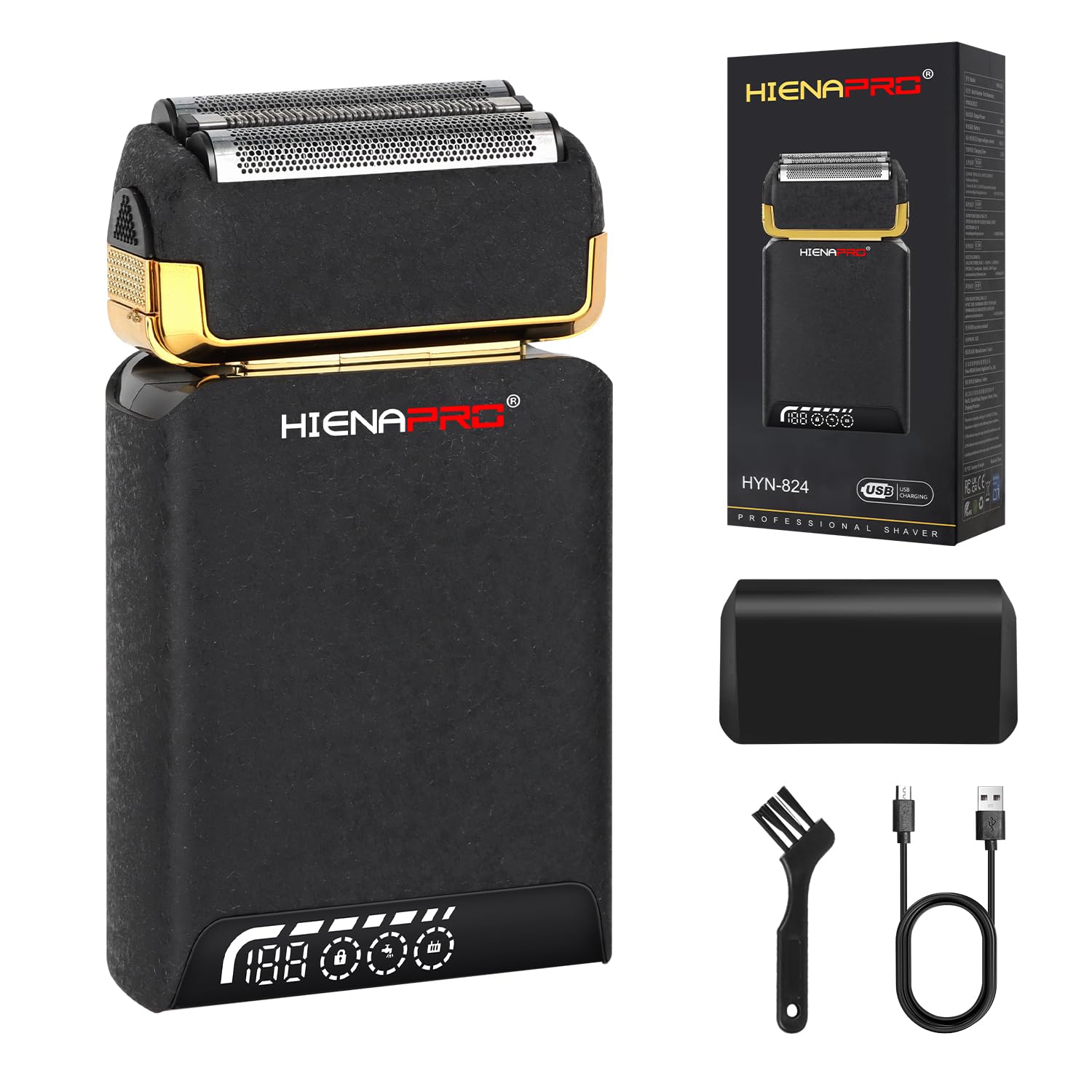 HIENA PRO Electric Razor for Men, Rechargeable Beard Trimmer, Cordless Professional Foil Shaver with USB, Facial Shaving and Hair Removal, Gifts for