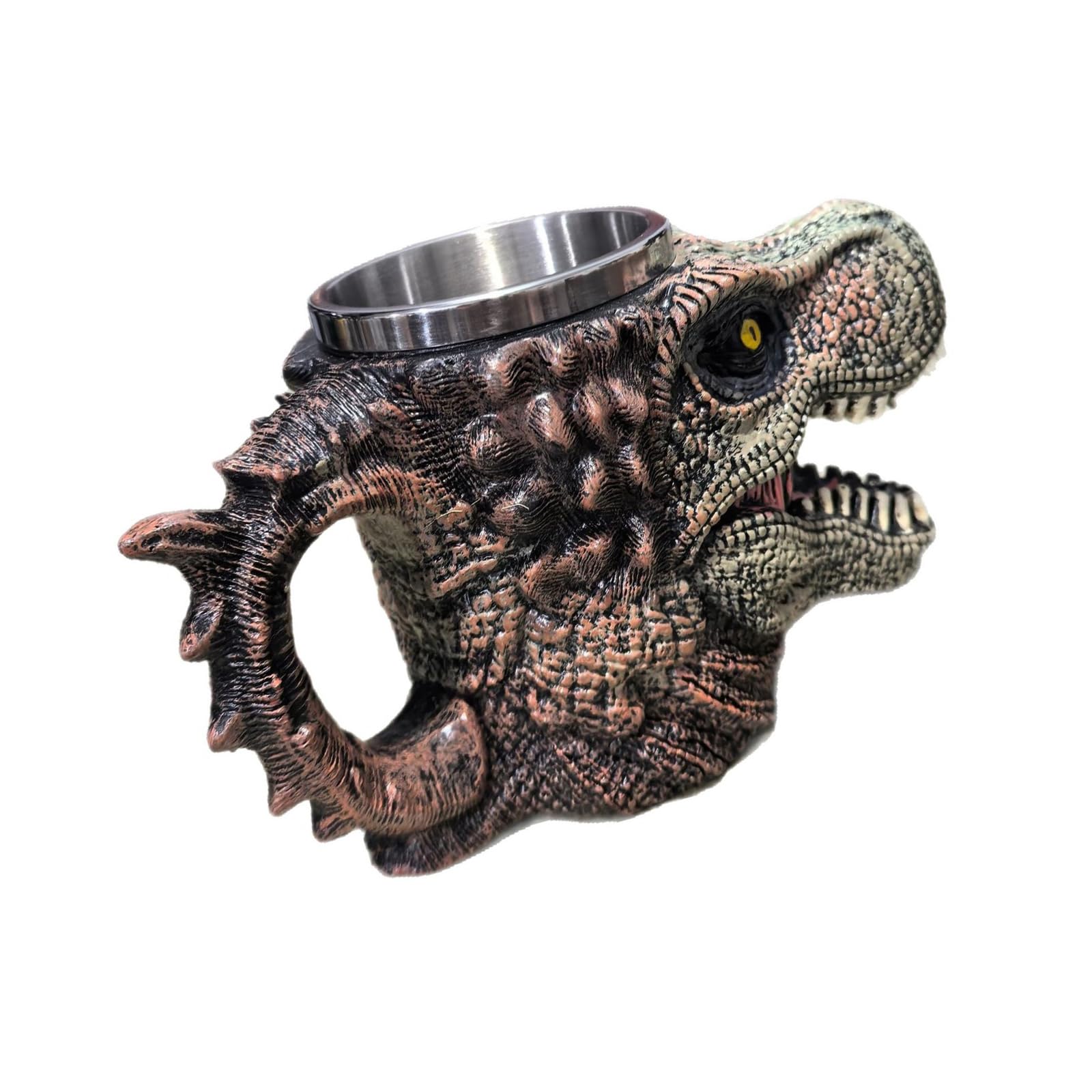 Gobelet dinosaure en résine et porte-stylos déco avec poignée inox