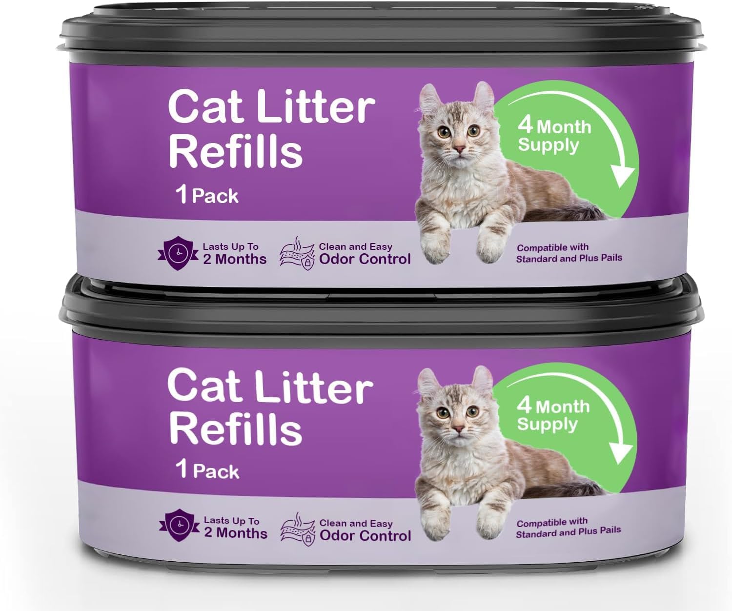 Primeazon Cat Litter Refill Cartridge Compatible with Litter Cat Genie Standard, Plus and XL Pail Refills, Pet Waste Bags Cat Litter Box Accessories. 2 Pack