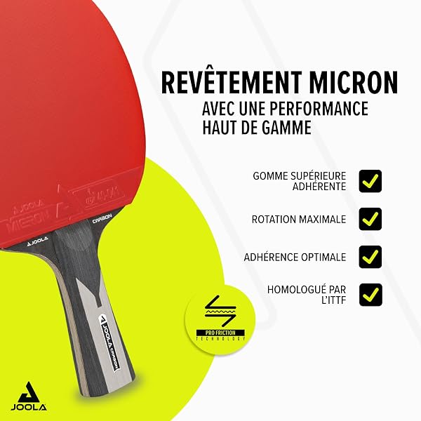 JOOLA Raquette de Tennis de Table Carbon X Pro ITTF - Approuvée - pour Compétition - 7 étoiles Batte de Ping-Pong Noir/Gris éponge 2.0 MM - 3