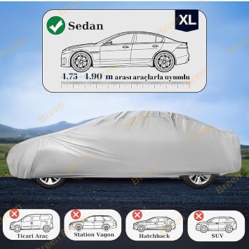 Breen Car Tarpaulin, Auto Cover, Car Tent (Grey, Car length for Sedan is 4.75m-4.90m (XL))