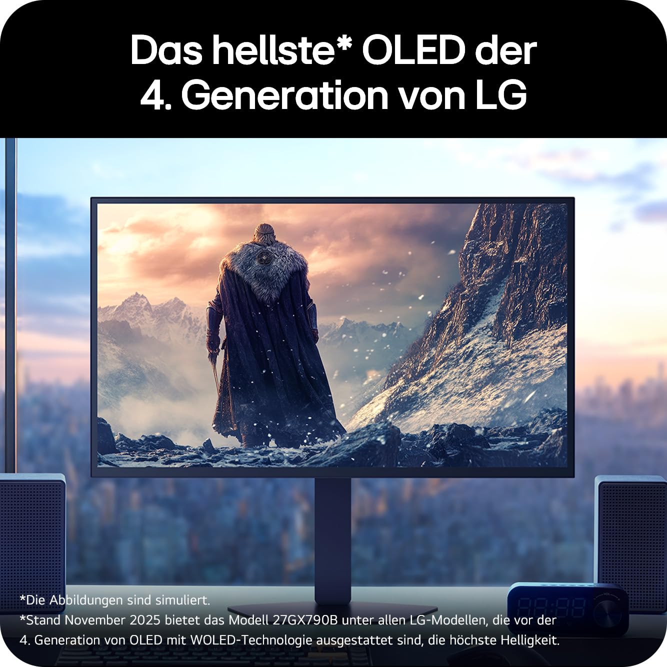 LG Ultragear™ 27GX790B-B 27 Zoll QHD OLED Gaming-Monitor, 540Hz/720Hz Dual Mode, 0,02ms, DisplayHDR True Black 500, AMD FreeSync Premium Pro, 1x DisplayPort 2.1, 2X HDMI 2.1, Schwarz