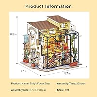 Vista 5 de Rolife Kit de Casa en Miniatura DIY Tienda de Flores, Kit de Casa Pequeña para Adultos para Construir, Kit de Fabricación de Mini Casa con Muebles