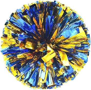 Pom Poms Cheerleading with Baton Handle, 2 Pack Cheer pom poms for Kids Adults, Plastic Cheerleader Pompoms for Sports Team Spirit Cheering Dance, Stage Performance, Carnival CelebrationColorBlue Go