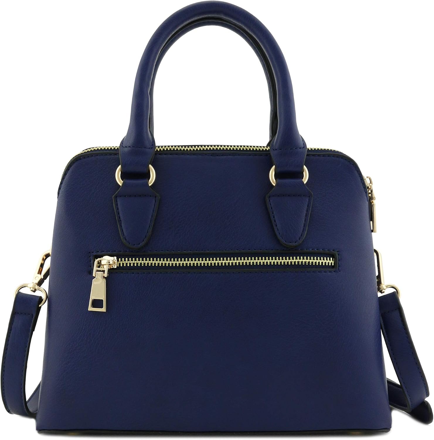 Classic Double Zip Top Handle Dome Satchel Bag