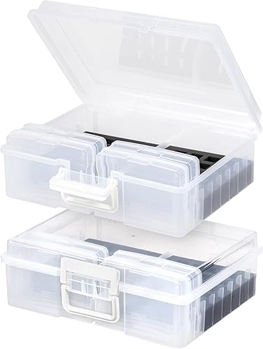 Miniatura 12 de IRIS Caja de cosméticos y pasatiempos de Estados Unidos con 4 fundas interiores y asa, paquete de 2, organizador de esmalte de uñas con capacidad