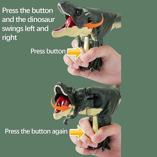 Miniatura 4 de Dinosaurio Zazaza Press Dinosaurio Juguete T-Rex Dino Zaza Tyrannosauru Modelo Vibrador Cabeza y Cola Dinosaurio en Movimiento Cabeza y Cola