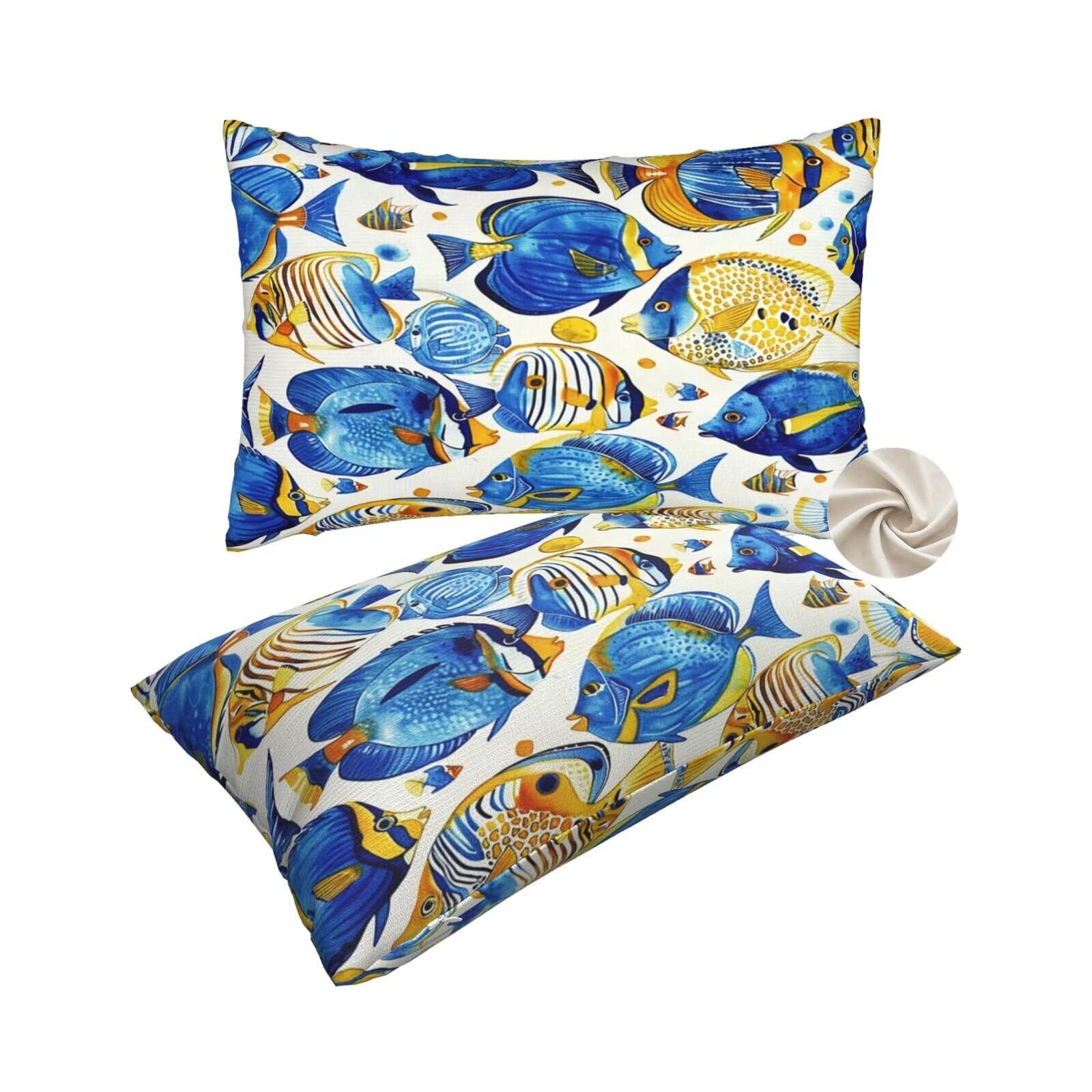 Housses de coussin 40x60 cm bleu canapé et salon déco marine lot de 2