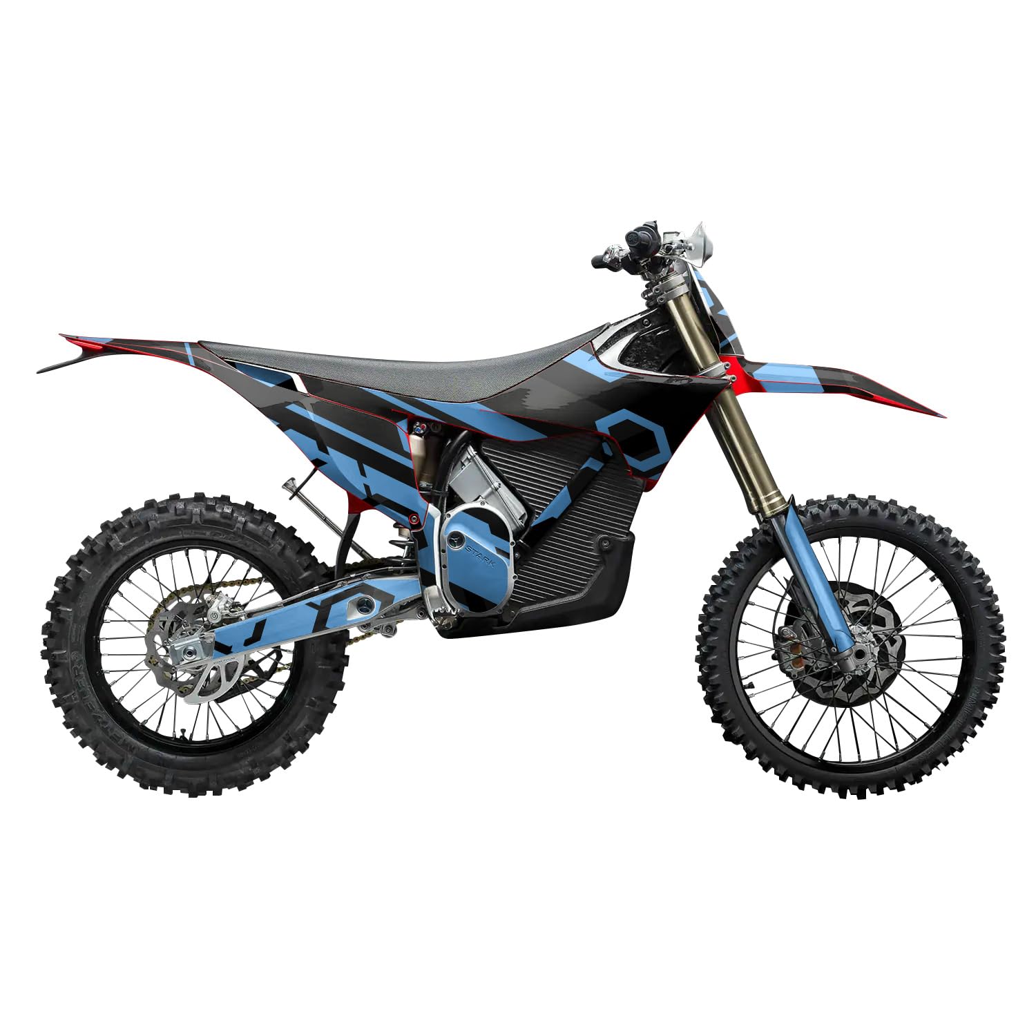 Stark Varg MX 2023-2025 Graphics Kit Wrap - Blue Hex Parts - Varg MX Skin - Premium 3M Vinyl Protective Wrap Decal Cover - Easy to Apply | Crafted in The USA by MightySkins