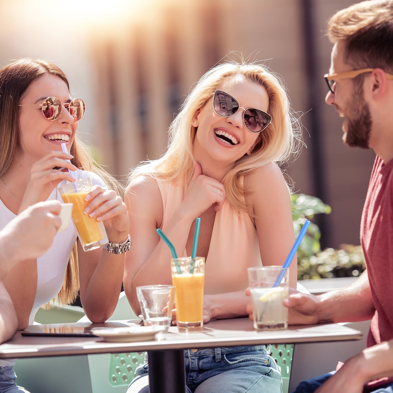 Qoosea 9er Set Bunte Glas-Strohhalme Mit Rundkopf – Wiederverwendbar, Für Smoothies, Milchshakes & Kalte/heiße Getränke