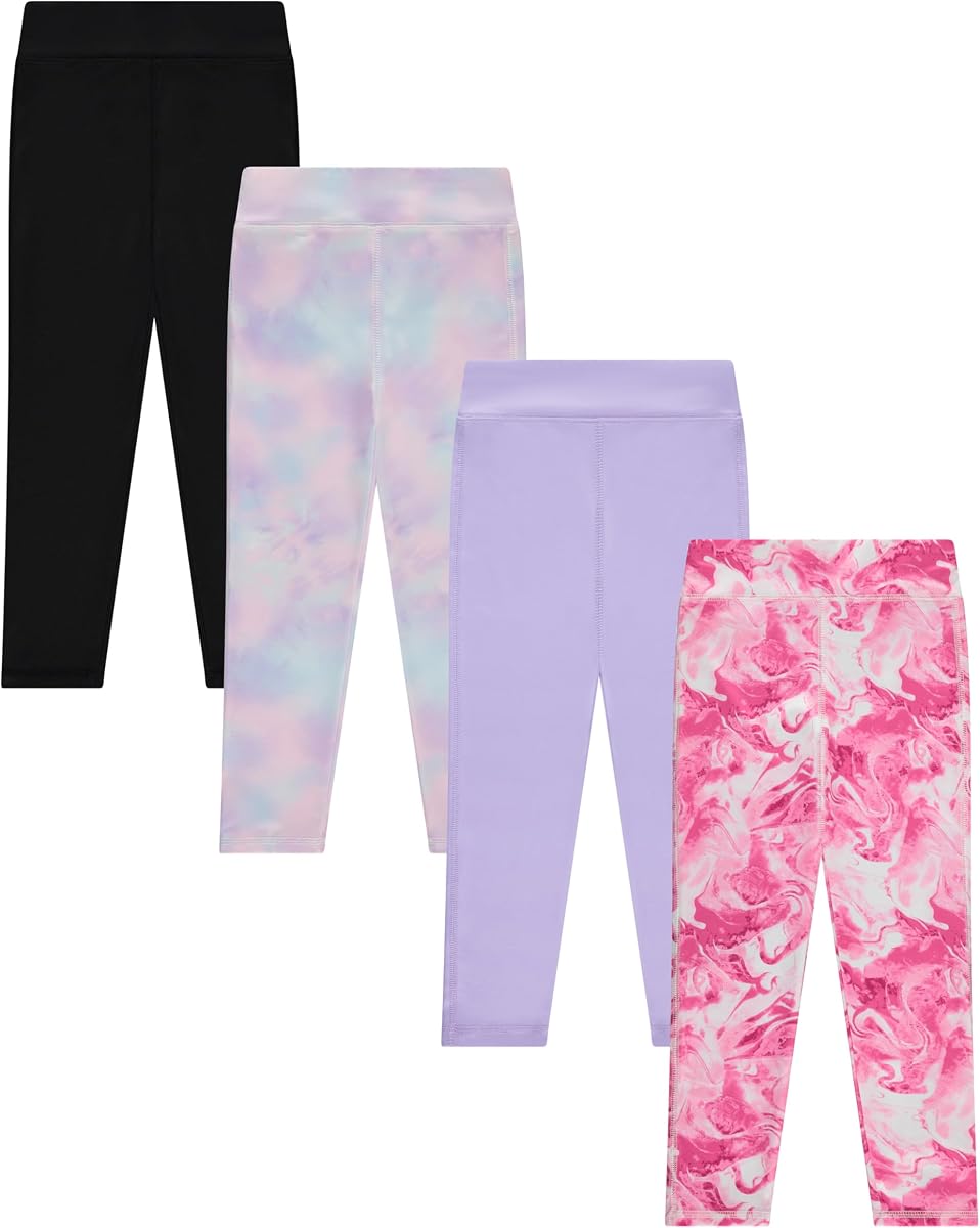 BTween Conjunto de 4 Leggings para niñas, Ejercicio, Medias Deportivas con Cintura Ancha para niñas