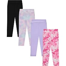 BTween Girls 4 Pack Leggings Set, Exercise, Sports Tights with Wide Waistband for Girls
