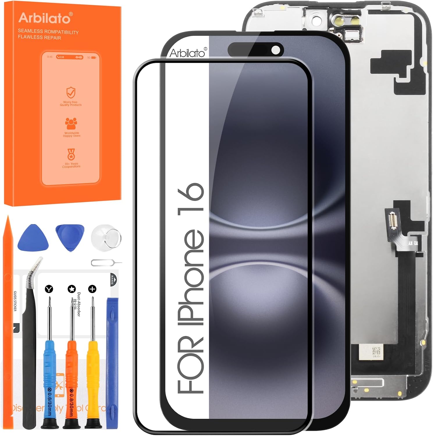 Not Original Screen for iPhone 16 Screen Replacement for iPhone 16 LCD Screen A3287,A3081,A3286,A3288 3D Touch Display Digitizer Assembly Repair Parts(Black No Frame