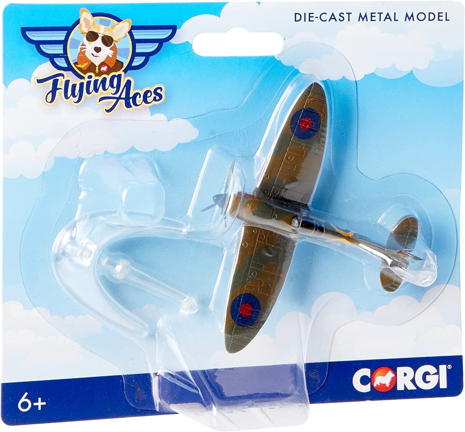 Corgi CS90650 Flying Aces Supermarine Spitfire Model Airplane - Diecast Planes & Aircraft Models for Ages 14+, Die Cast Plane, Toy Airplanes - Gift for Young Aviation Fans, Birthday Gifts for Him
