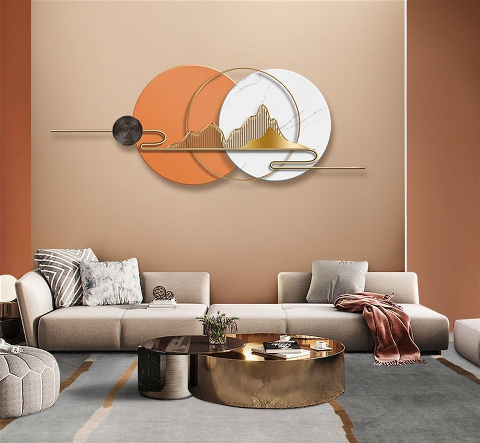 Dekoracja Ścienna Metalowa Dekoracja Ścienna Nowoczesna Sztuka Duże Rzeźby Ścienne Wisząca Na Ścianie Do Salonu Sypialni Dom Domu Dekoracyjny(C,120 * 45cm)