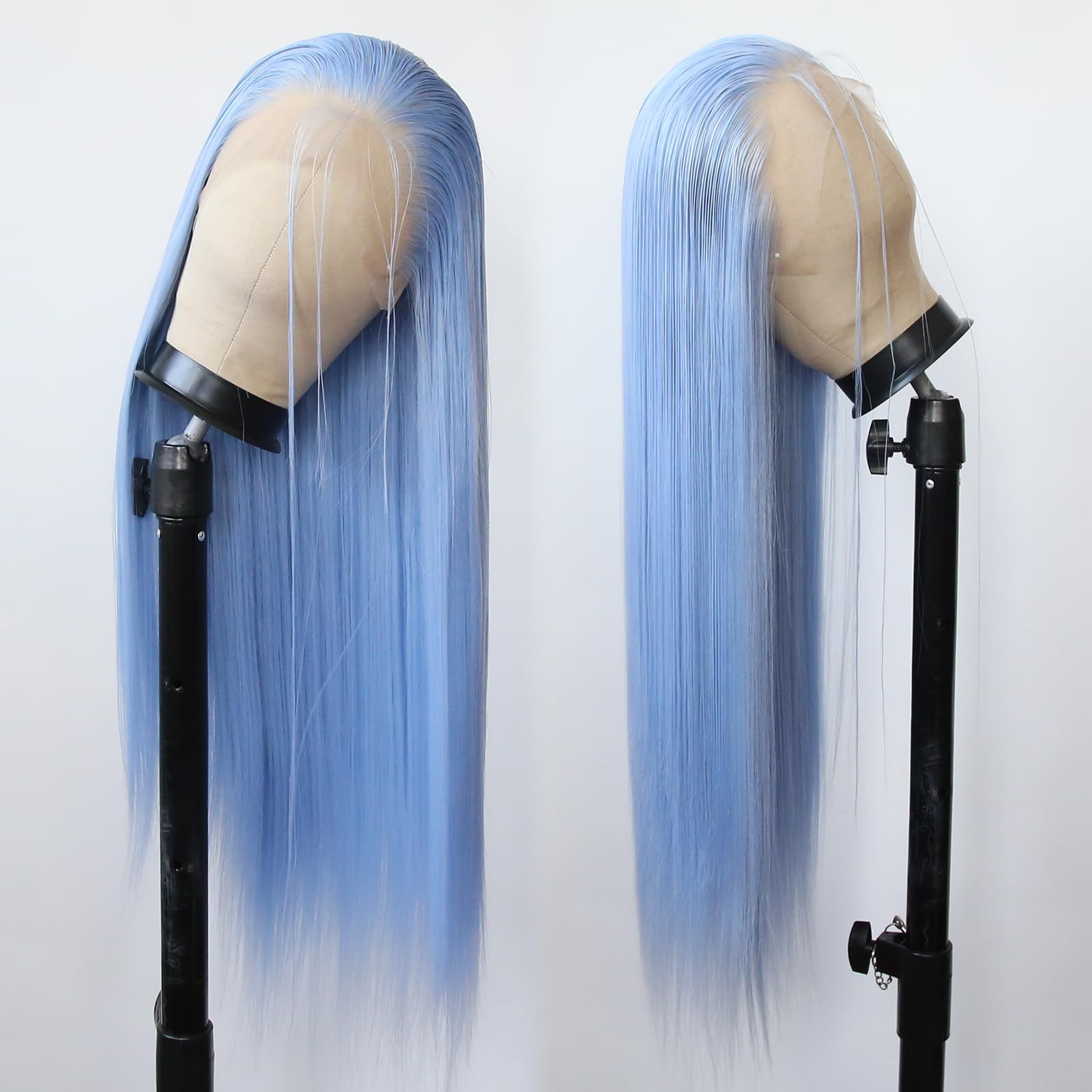 Light Blue Synthetic lace front 22 inch Amazon.com : Baby Blue Wig for Women Best Blue Lace Front  main image 3