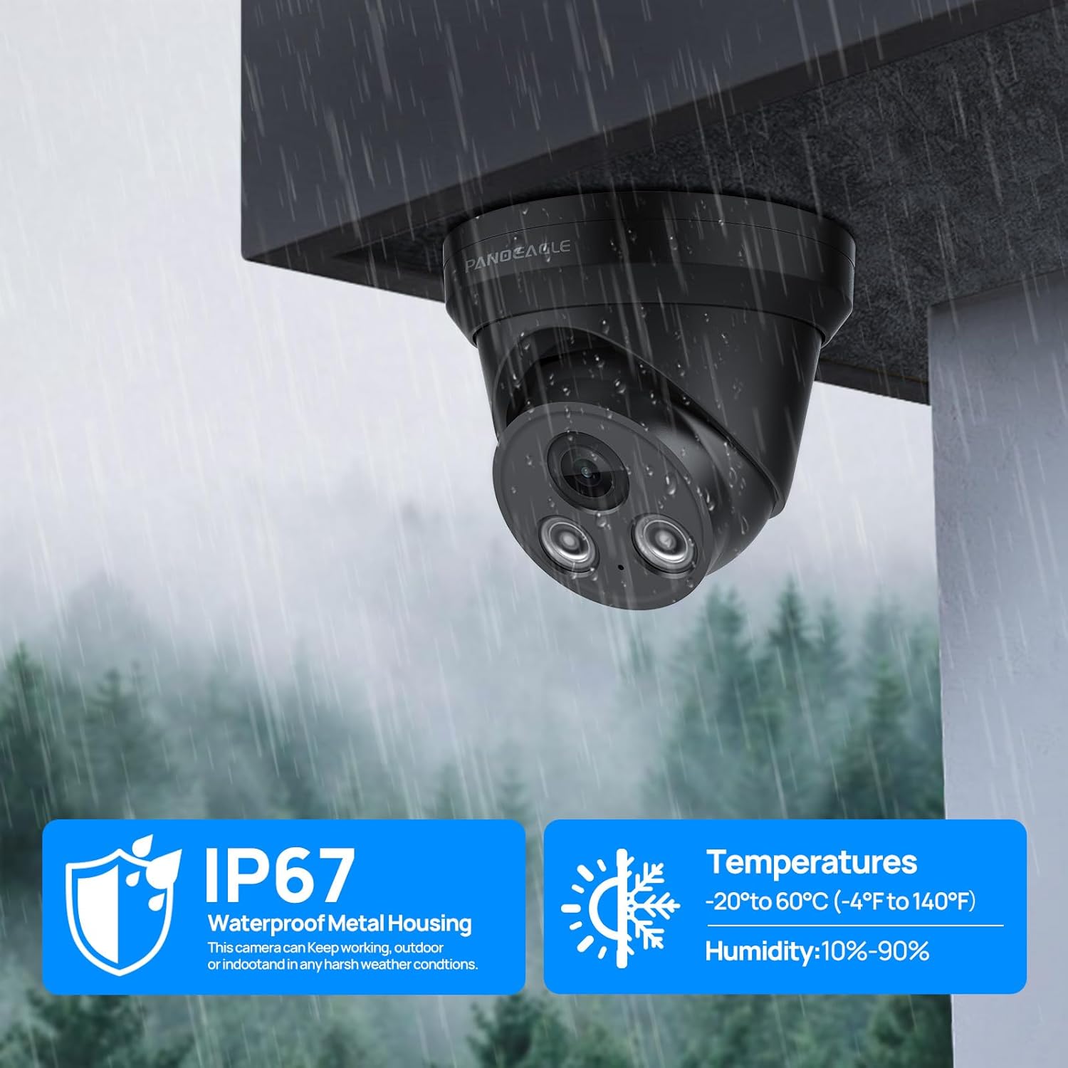 PANOEAGLE 5MP IP POE Camera,Turret Security Camera Outdoor, AI Human/Vehicle Detection, 98ft EXIR Night Vision, Outdoor Security Camera with Wide Angle 2.8mm Lens(105°), IP67