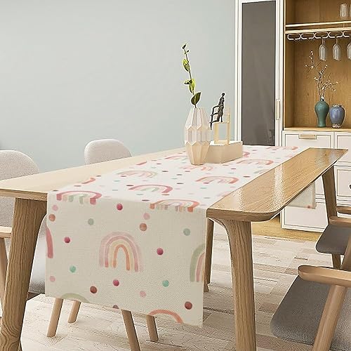 Miniatura 111 de Camino de mesa ondulado de los años 70, retro, hippie abstracto, vintage, verde, rosa, con estampado de ondas para el hogar, cocina, comedor, patio,