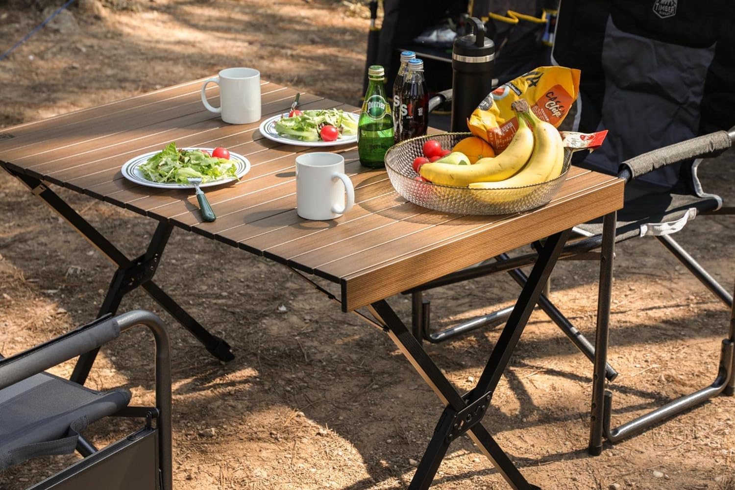 TIMBER RIDGE Campingtisch Klappbar Höhenverstellbar Klapptisch Camping Falttisch Tragbar Aluminium mit Tasche für Picknick Kochen Garten Wandern Reisen 108x71cm - Braun