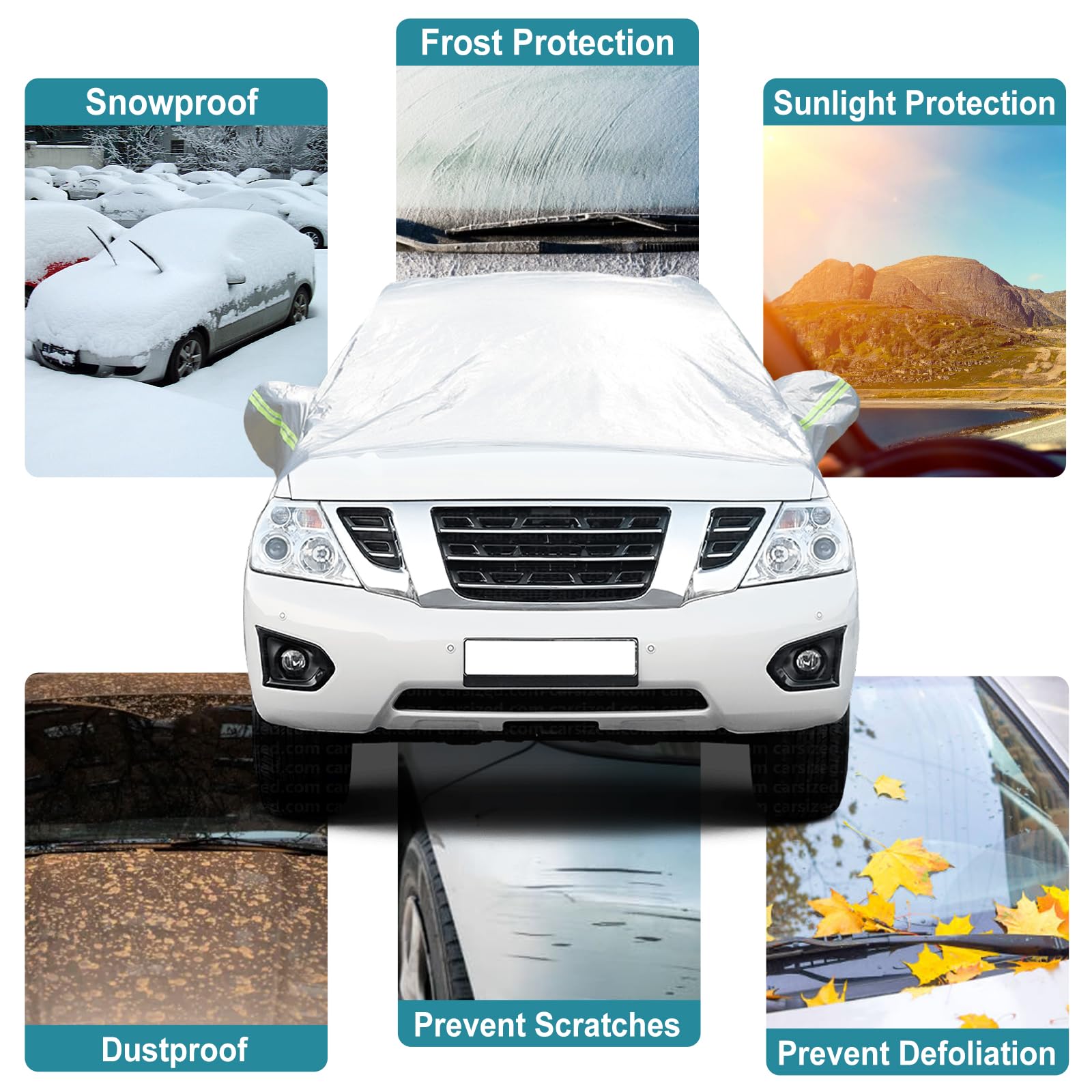 Waterdichte autohoes voor Seat Tarraco (2018-2024), 5-laags gewatteerde anti-hagel halve autohoezen, outdoor verdikte hageldeken hagelbeschermer krasbestendig