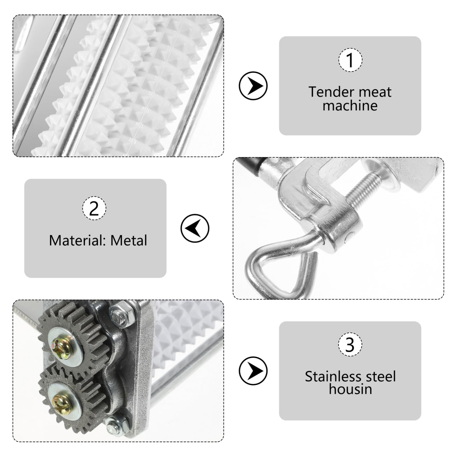 Ablandador de Carne Herramienta para Carne Doble Tejido en Ambos Lados de Metal Beige Agujas Rápidas para Ablandar y Penetrar Marinadas