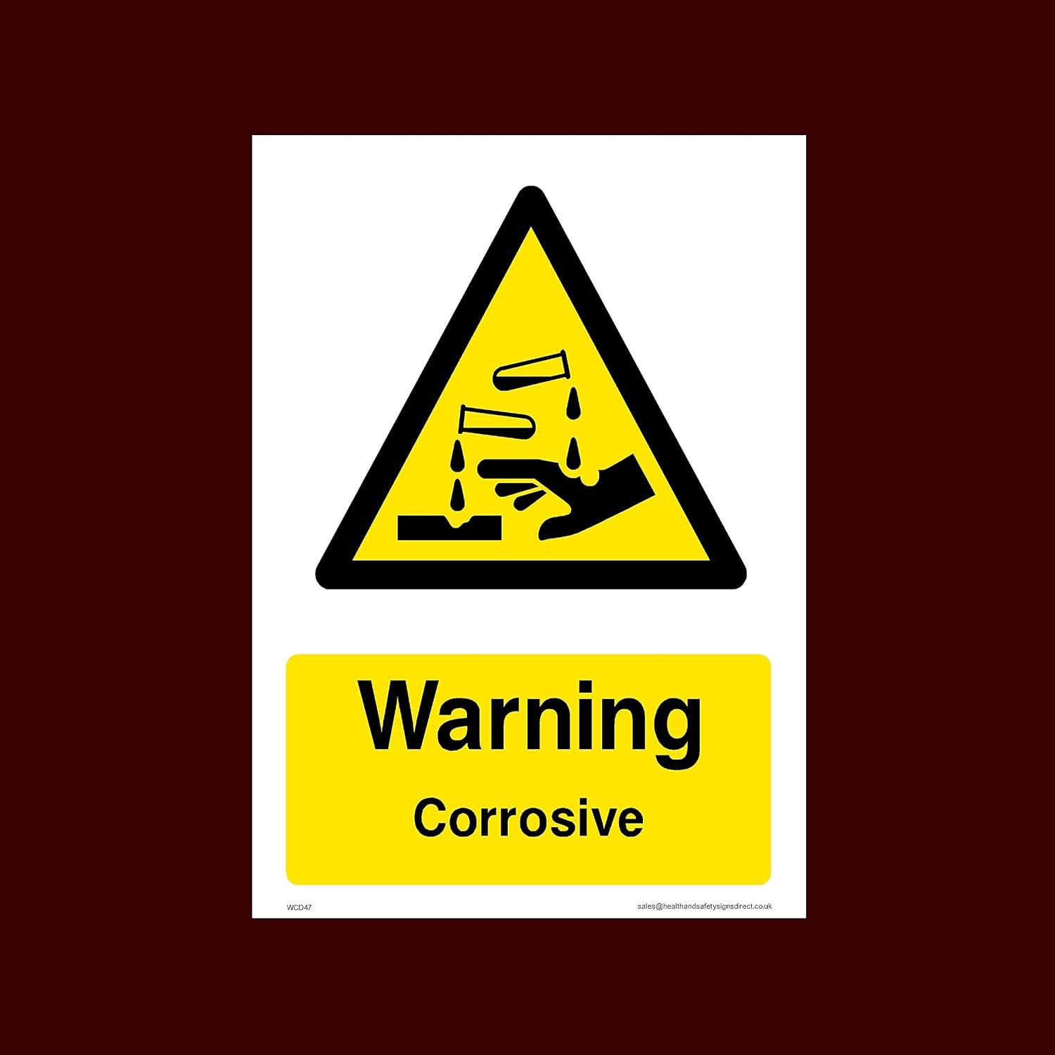 Warning Corrosive Sticker/Self Adhesive Sign (WCD47) Danger, Acid