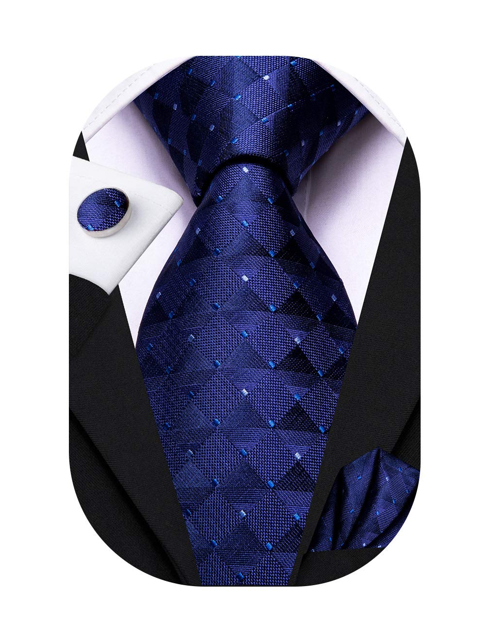 Hi-Tie Silk Paisley Necktie and Pocket Square Cufflinks Set