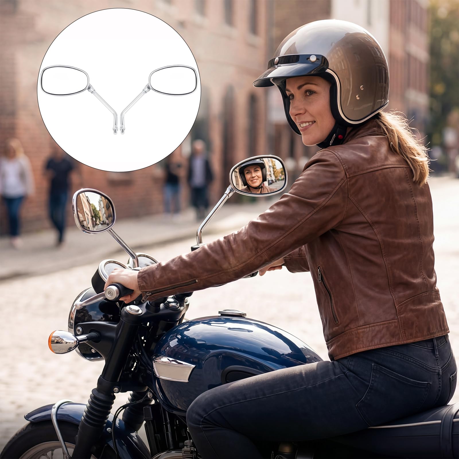 Specchietti Laterali Moto M10 M8, Specchietto Retrovisore Cromato Universale, Compatibile con Yamaha Bobber ATV Street Bike Cafe Racer Sport Cruiser Chopper