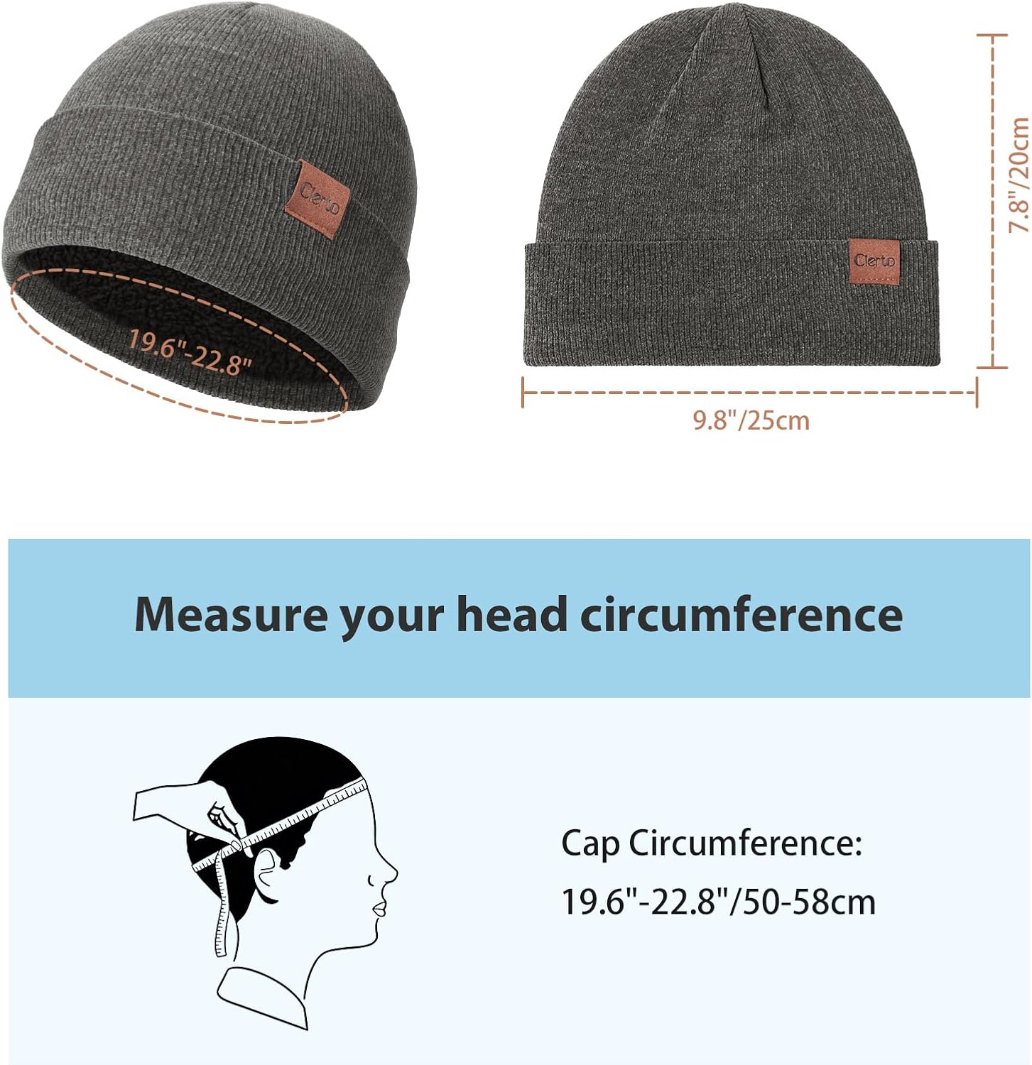 Cierto Winter Knit Beanie Hat Gloves Set for Men Women, Neck Warmer Scarf and Touch Screen Gloves - Image 7